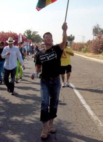 Lt. Dan Choi, another victim of the Pentagon's "don't ask, don't tell" program, marches for equality in Fresno