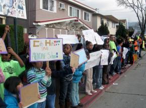 Students from Allendale Elementary School students and teachers in Oakland