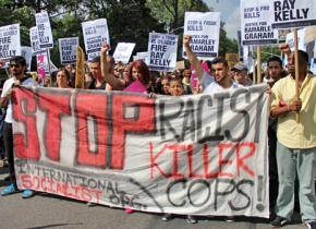 ISO members march against police violence and the NYPD's "stop-and-frisk" policy